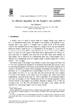 An efficient algorithm for the Knight`s tour problem
