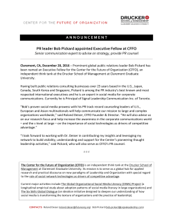 A N N O U N C E M E N T PR leader Bob Pickard appointed