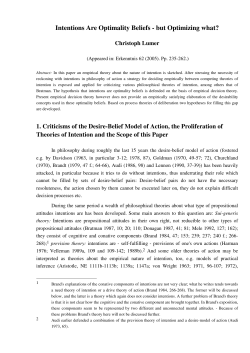 Intentions Are Optimality Beliefs - but Optimizing