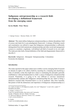 Indigenous entrepreneurship as a research field