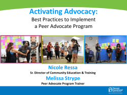 Best Practices to implement a peer advocate program
