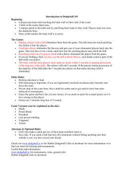 Introduction to Dodgeball 101 Beginning 6 players per team start