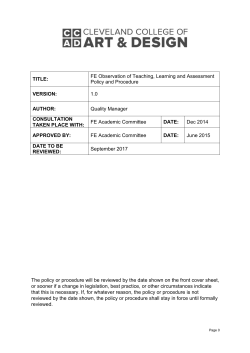 FE Observation of Teaching Learning Policy Procedure