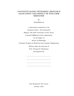 cognitive radio networks: resource allocation and effect of