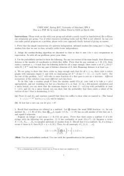 CMSC 858C, Spring 2017, University of Maryland, HW 3 Due as a