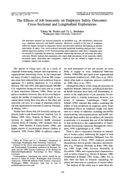 The Effects of Job Insecurity on Employee Safety Outcomes: Cross