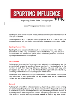 Use of Photographic and Video material Sporting Influence follows