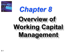 Chapter 8 -- Overview of Working Capital Management