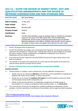 Scope for review of Market Entry, Exit and qualification