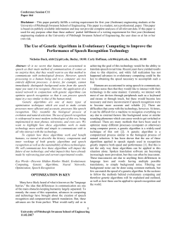 The Use of Genetic Algorithms in Evolutionary Computing to