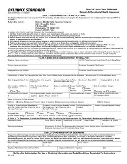 Proof of Loss Claim Statement Group Life/Accidental Death Insurance