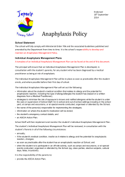 Anaphylaxis Policy - Jeparit Primary School