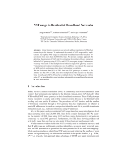NAT usage in Residential Broadband Networks