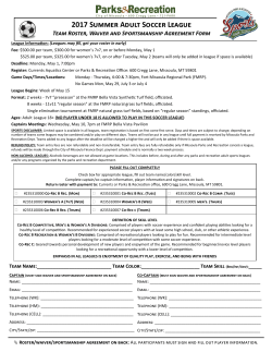 2017 Summer Adult Soccer League