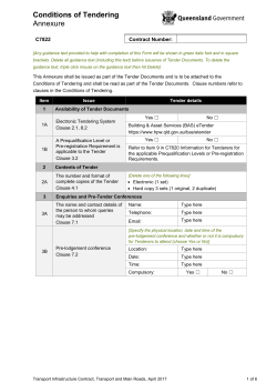 C7822 - Conditions of Tendering Annexure