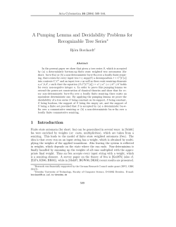 A Pumping Lemma and Decidability Problems for Recognizable