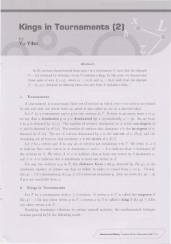 Kings in Tournaments (2) - Singapore Mathematical Society