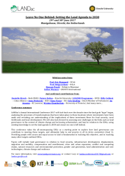Leave No One Behind: Setting the Land Agenda to 2030