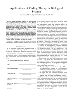 Applications of Coding Theory in Biological Systems