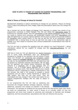 1 HOW TO APPLY A THEORY OF CHANGE IN COUNTRY