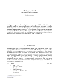 Affix Copying in Kiranti An Optimality