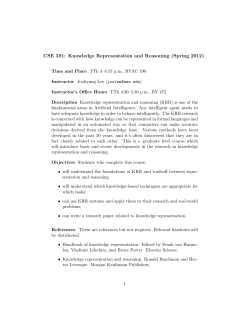 CSE 591: Knowledge Representation and Reasoning
