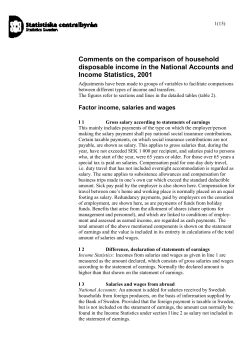 Comments on the comparison of household disposable
