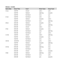 Division: 5-6 Girls Game Date Game Time Court Home Team Away