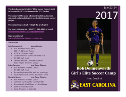 2017 Rob Donnenwirth Girls` Soccer Camp Brochure
