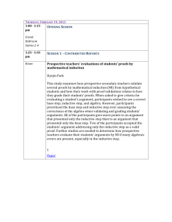 Session 1 – Contributed Reports