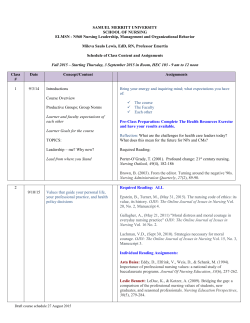 Revised Course Schedule 29 Oct 2015