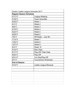 Duston Ladies League Schedule 2017 Regular Season Schedule 5