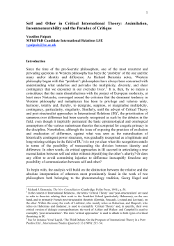 Self and Other in Critical International Theory