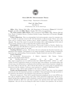 Econ 2201-05: Microeconomic Theory