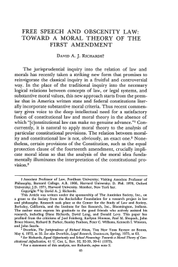 Free Speech and Obscenity Law: Toward a Moral Theory of the First