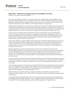 Hog Profits &ndash; Battle Between Higher Hog Prices