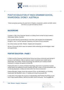 Positive Education at Knox