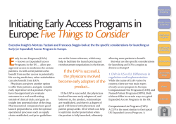 Initiating Early Access Programs in Europe: Five Things to Consider