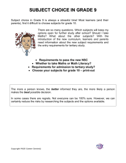 subject choice in grade 9