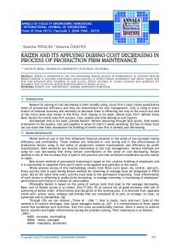 kaizen and its applying during cost decreasing in process of