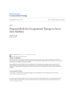 Proposed Role for Occupational Therapy to Serve New Mothers