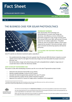 19 08 Fall The business case for Solar PhotoVoltaics