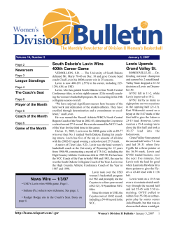 News Wire &mdash; 1/3/07 South Dakota`s Lavin Wins 400th Career Game