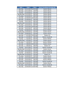 DAY Date Time Game Coordintor Provided BY Saturday 3/11/2017