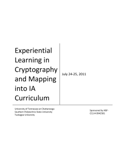 Experiential Learning in Cryptography and Mapping into IA Curriculum