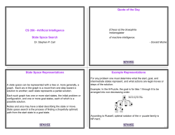 CS 356 - Artificial Intelligence State Space Search Quote of the Day