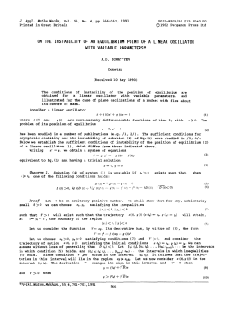 ON THE lNSTA3lL~TY OF AN EQUILIBRIUM POINT OF A LINEAR