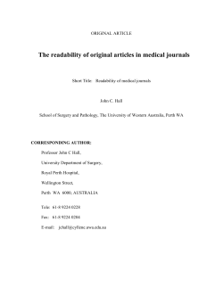 The readability of original articles in medical journals