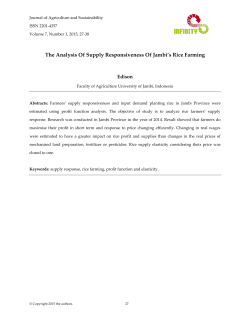 The Analysis Of Supply Responsiveness Of Jambi`s