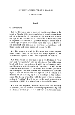 O. Introduction ON TRUTH-TABLES FOR M, B, S4 and S5 Arnould